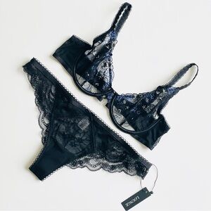 Lounge Lingerie 34C MEDIUM black bra set